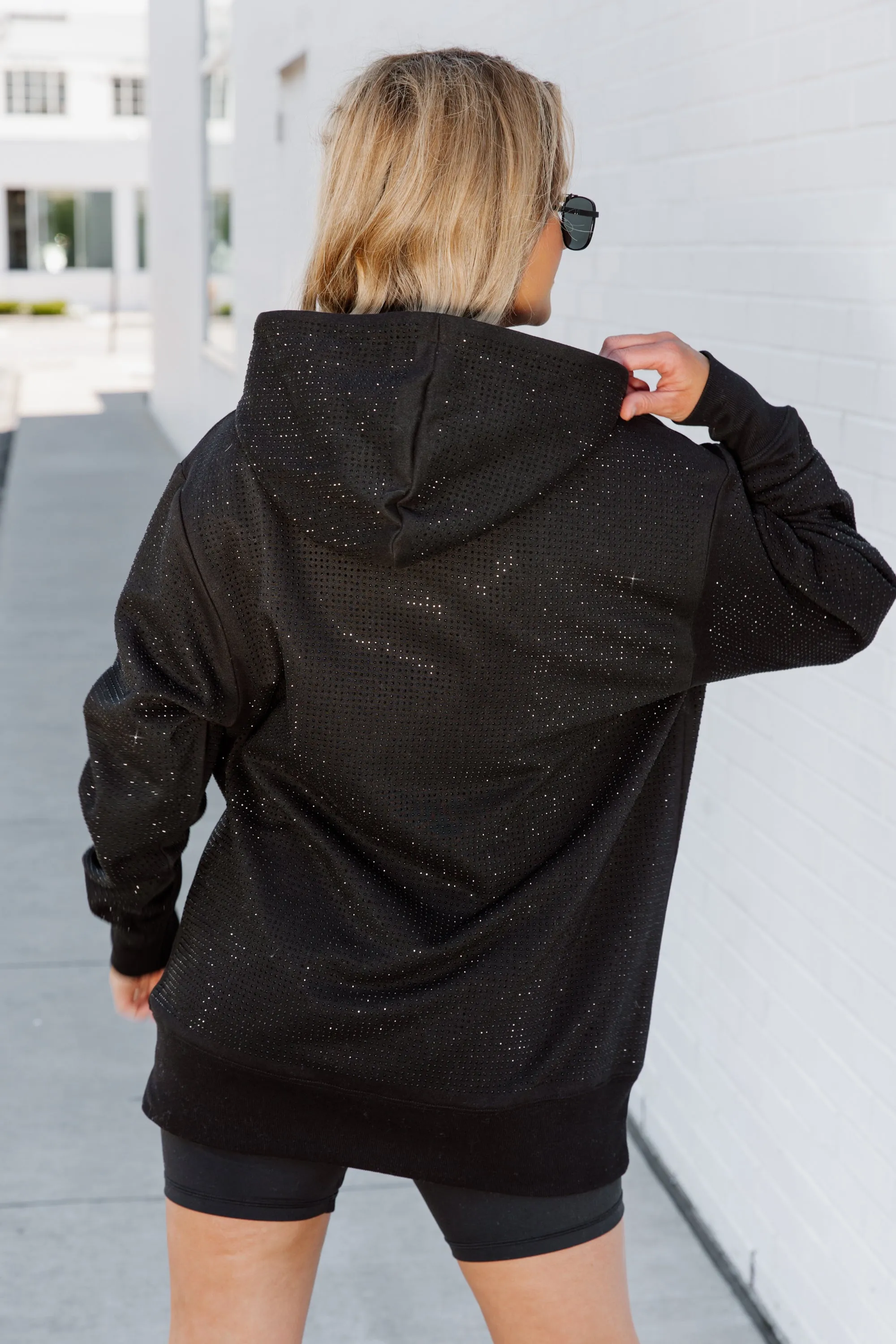 ALABAMA CRIMSON TIDE SIDELINE SHIMMER ALL-OVER MICRO-RHINESTONE SPARKLE HOODED SWEATSHIRT