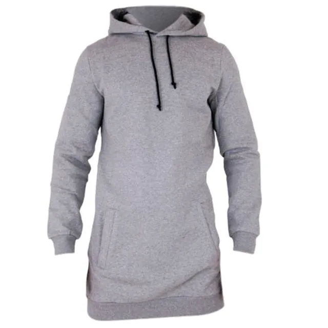 Autumn Winter Longline Fleecel Hoodies Men Hooded Sweatshirt Male Casual Hip Hop Hoody Tracksuit Pullover Solid Design Plus Size