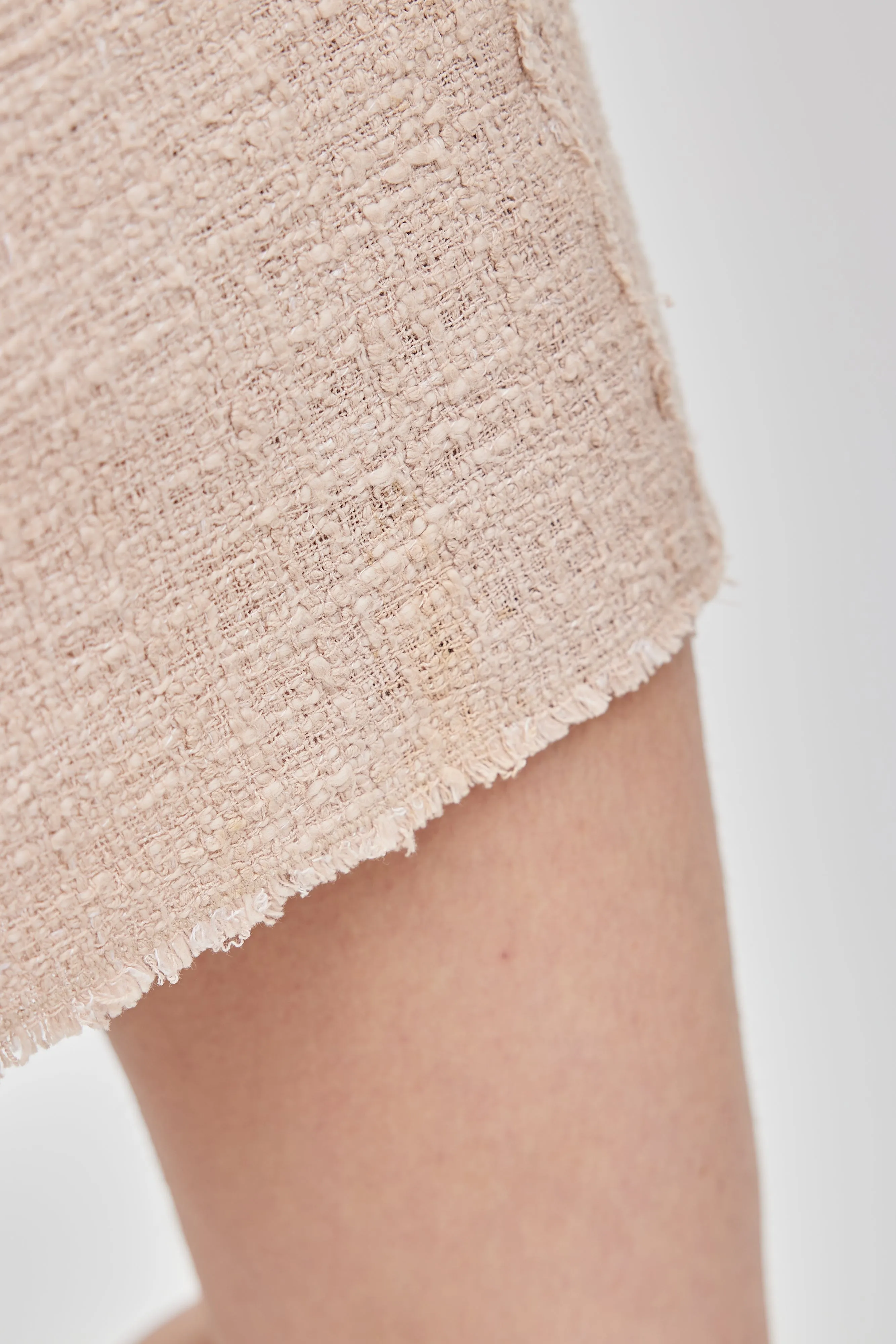 Beige Lace & Tweed Sleeveless Dress
