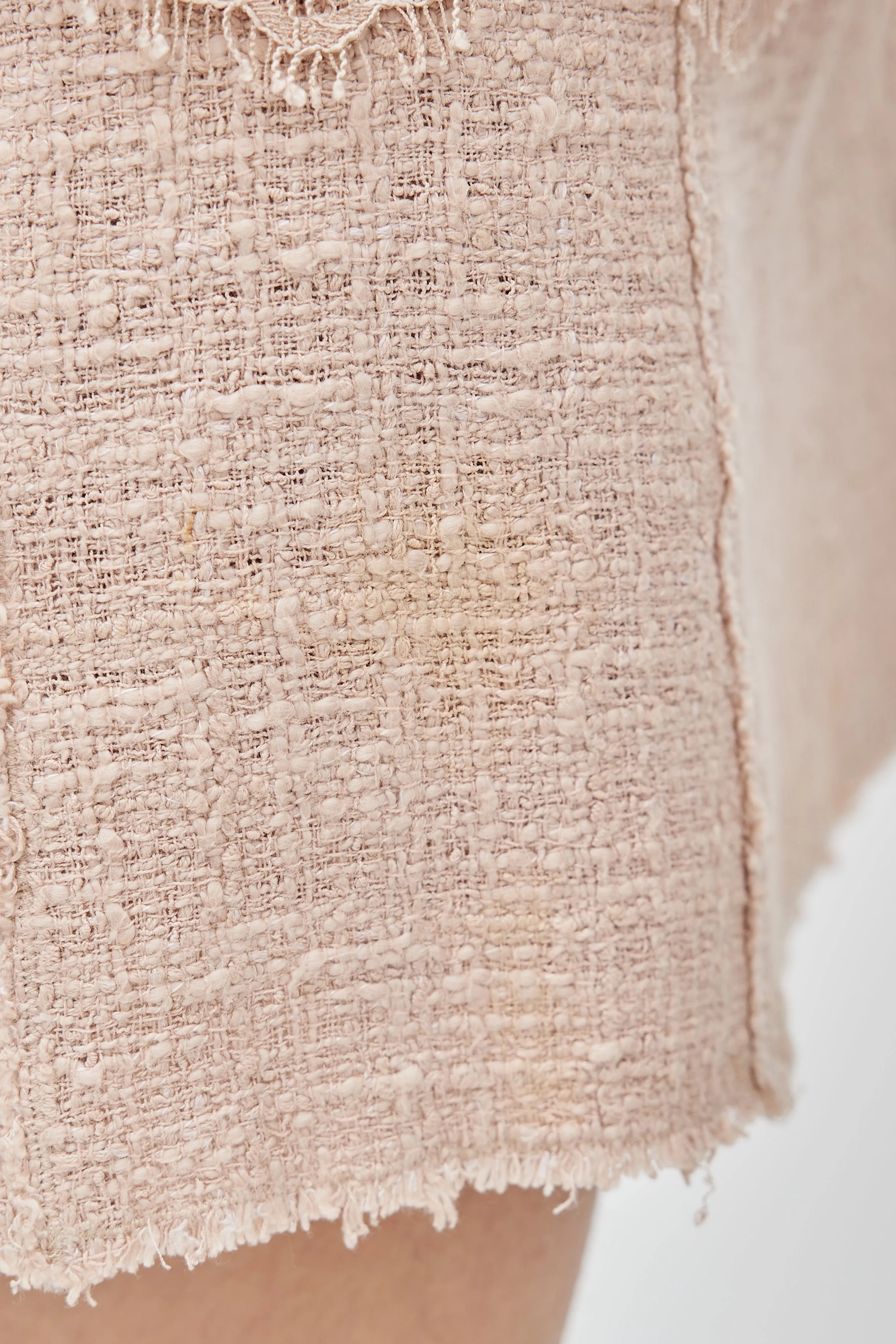 Beige Lace & Tweed Sleeveless Dress