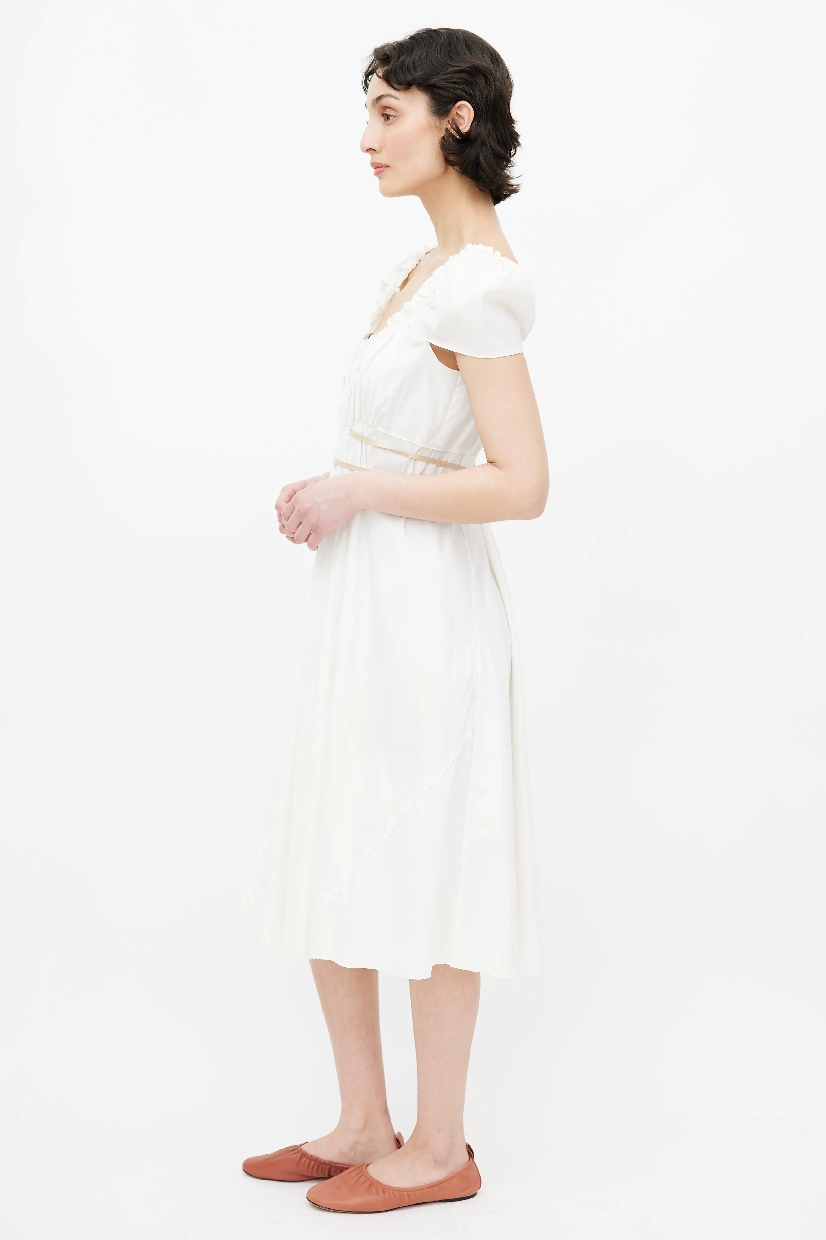 Beige Ruffle Empire Dress