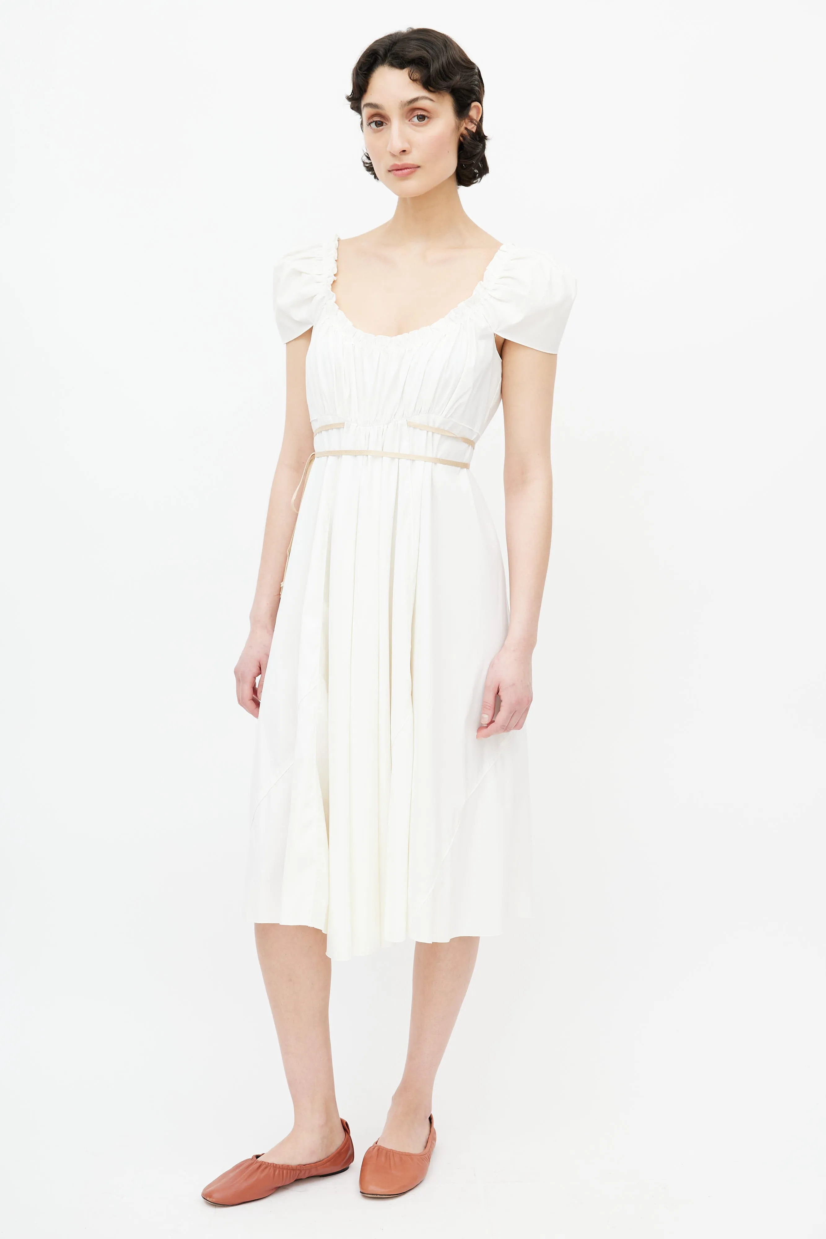 Beige Ruffle Empire Dress