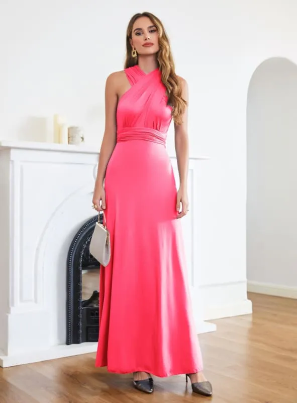 Charming Sleeveless A-Line Ankle-Length Satin Prom Dresses