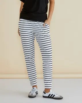 Heidi Jogger Pants - White/Black Stripe