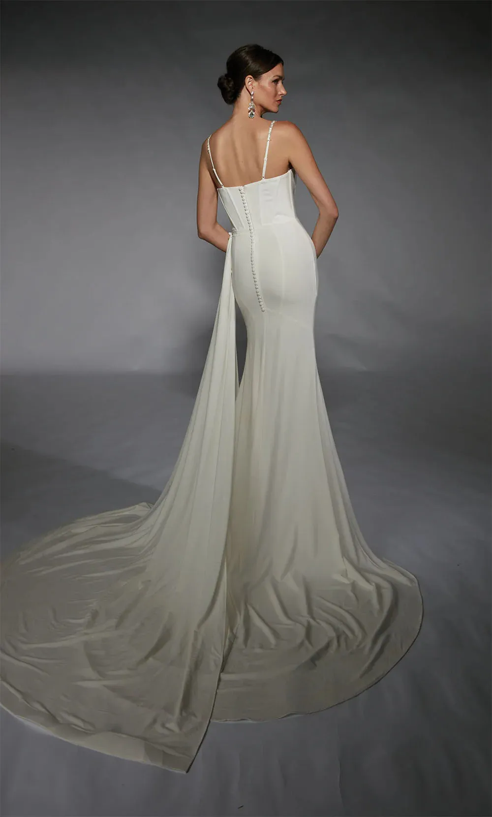 Ivory Strech Georgette Mermaid Collie Gown