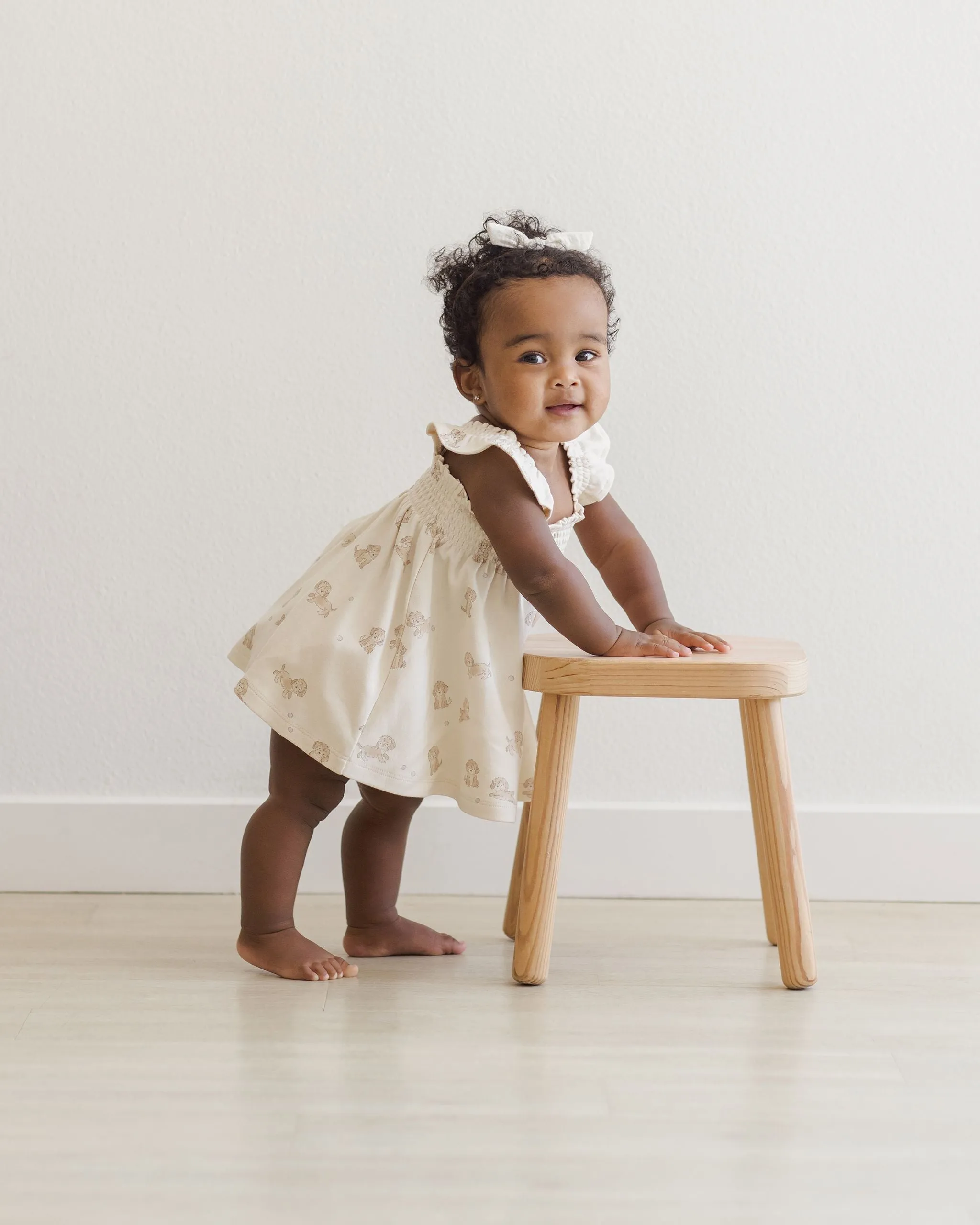 Smocked Jersey Dress - Puppies