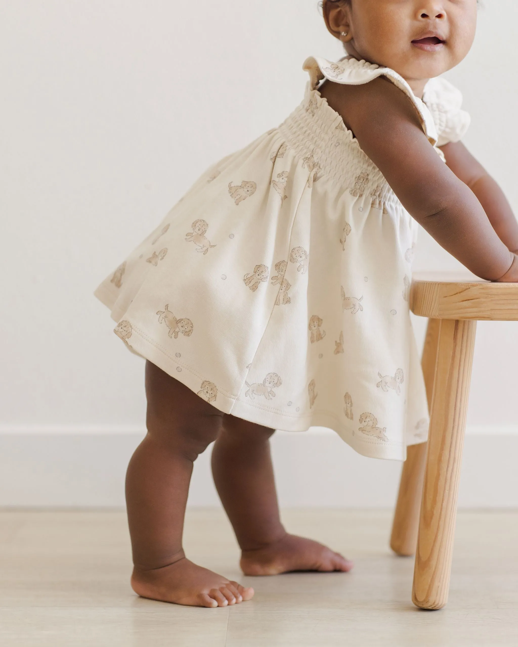 Smocked Jersey Dress - Puppies