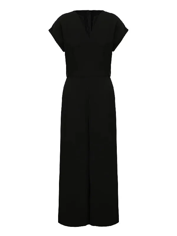 Urban Cap Sleeve Solid Color Wide Leg Jumpsuits 112913