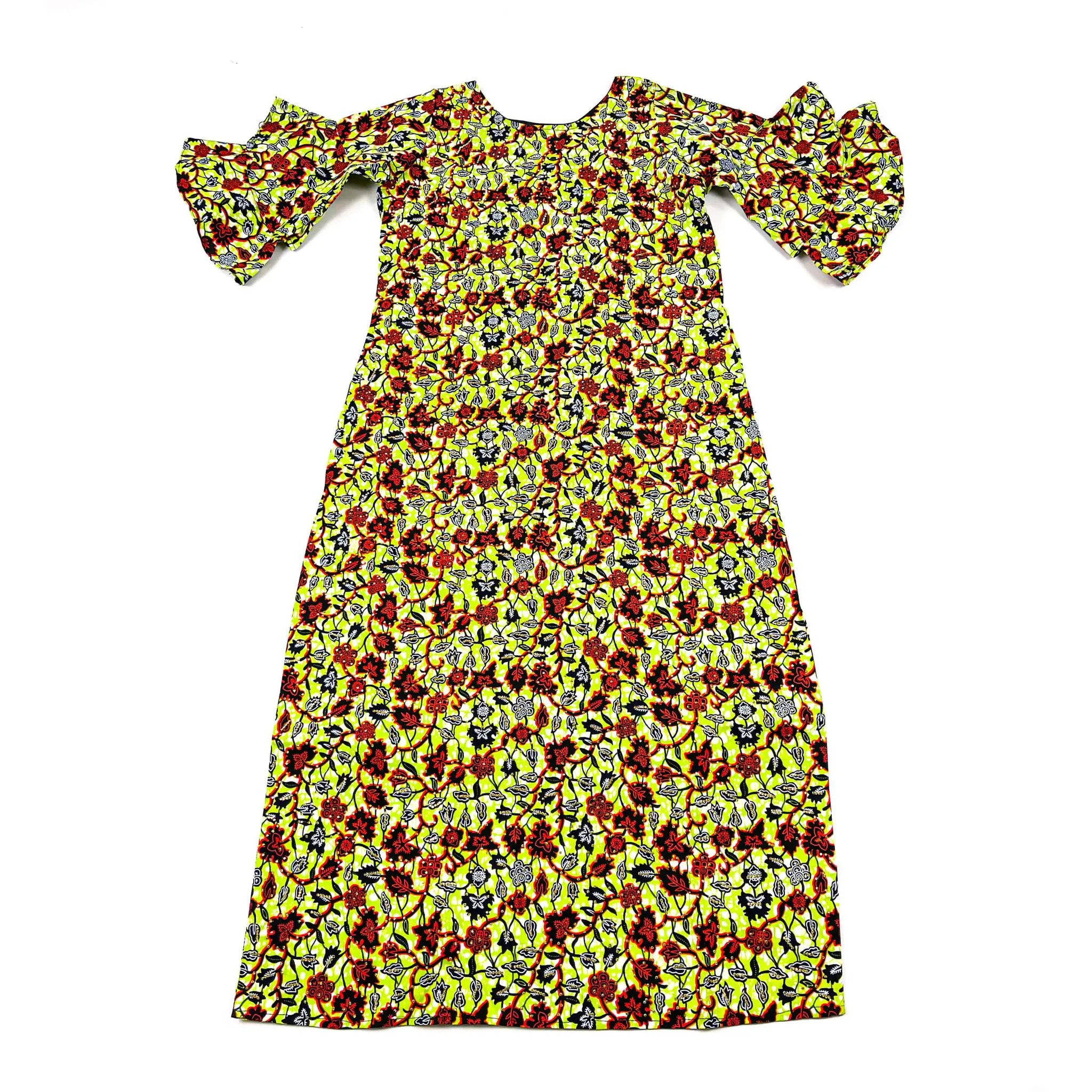 Yellow Long Ankara Swarovski Stoned Dress
