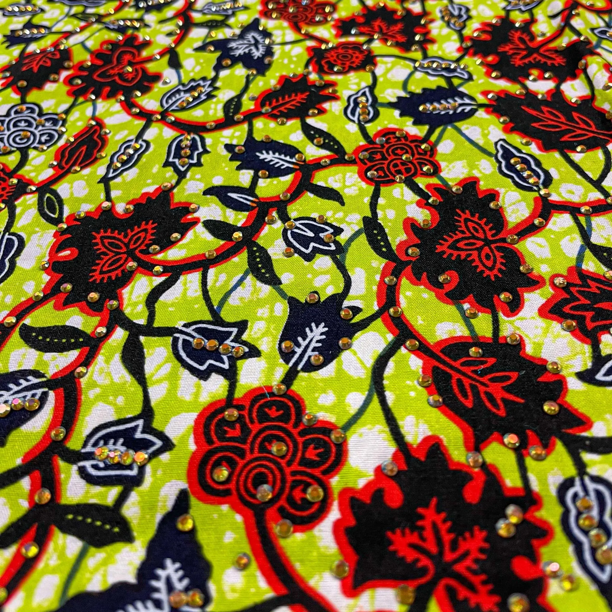 Yellow Long Ankara Swarovski Stoned Dress